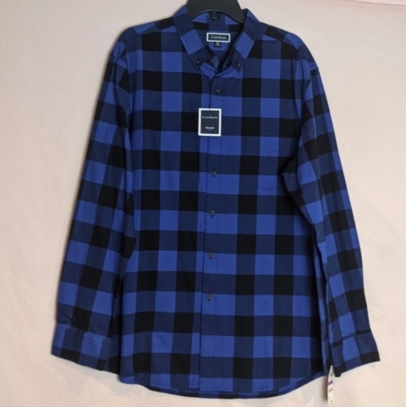 Club Room Blue and Black Plaid Check Long Sleeve Button Down Shirt size XXL - Picture 1 of 8